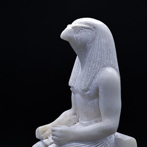 Unique Statue Falcon Headed God Horus seated Sculpture granite stone made in Egypt