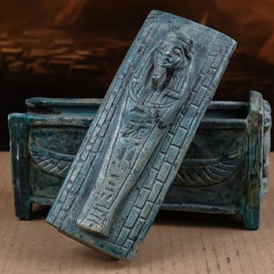 Anubis coffin dog jackal, with set Canopic jars Unique Hieroglyphs Sculpture stone heavy made in Egypt