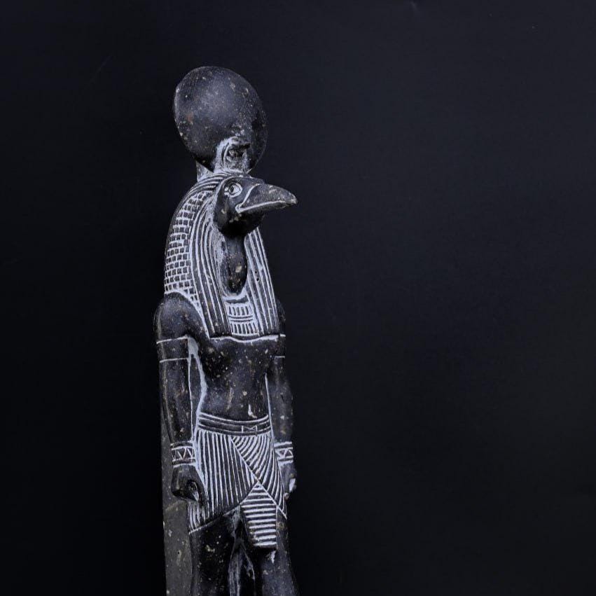 statue Thoth god of knowledge and wisdom large black Sculpture granite stone unique ancient Egyptian art alter statue handcrafted from Egypt
