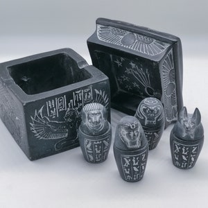 Canopic box jars 4 art Pharaonic Carved inscriptions stone made in egypt