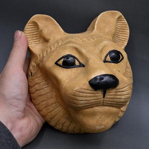 Sekhmet Warrior Goddess of War Face Mask Sculpture Unique Earthy Wall Hanging Ancient Egyptian Art Made in Egypt