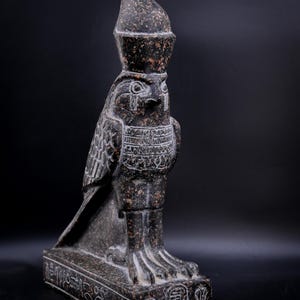 statue Horus God of Sky Falcon Bird Headed black large heavy 11.5&#39;&#39; Granite Stone made in Egypt