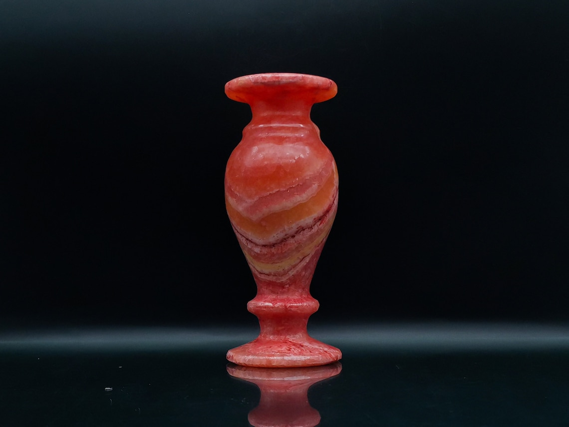 Unique Egyptian Art Vase red Alabaster stone Made in Egypt Etsy