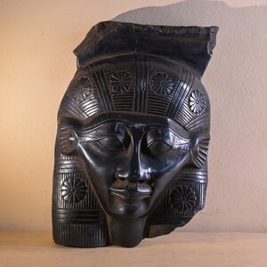 unique goddess Hathor face mask Cow&#39;s ear large Sculpture Earthy black wall hanging ancient Egyptian art made in Egypt