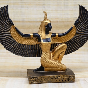 Egyptian Goddess maat Open Wings large Statue gold black made in egypt