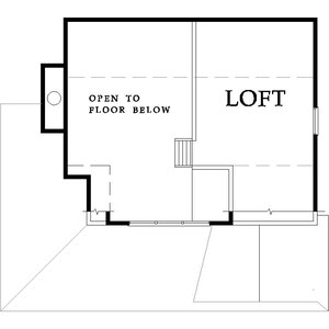 May include: A black and white line drawing of a floor plan with the words "OPEN TO FLOOR BELOW" and "LOFT" labeled on the drawing.