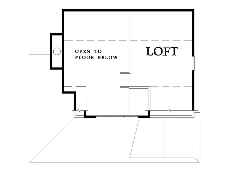May include: A black and white line drawing of a floor plan with the words "OPEN TO FLOOR BELOW" and "LOFT" labeled on the drawing.