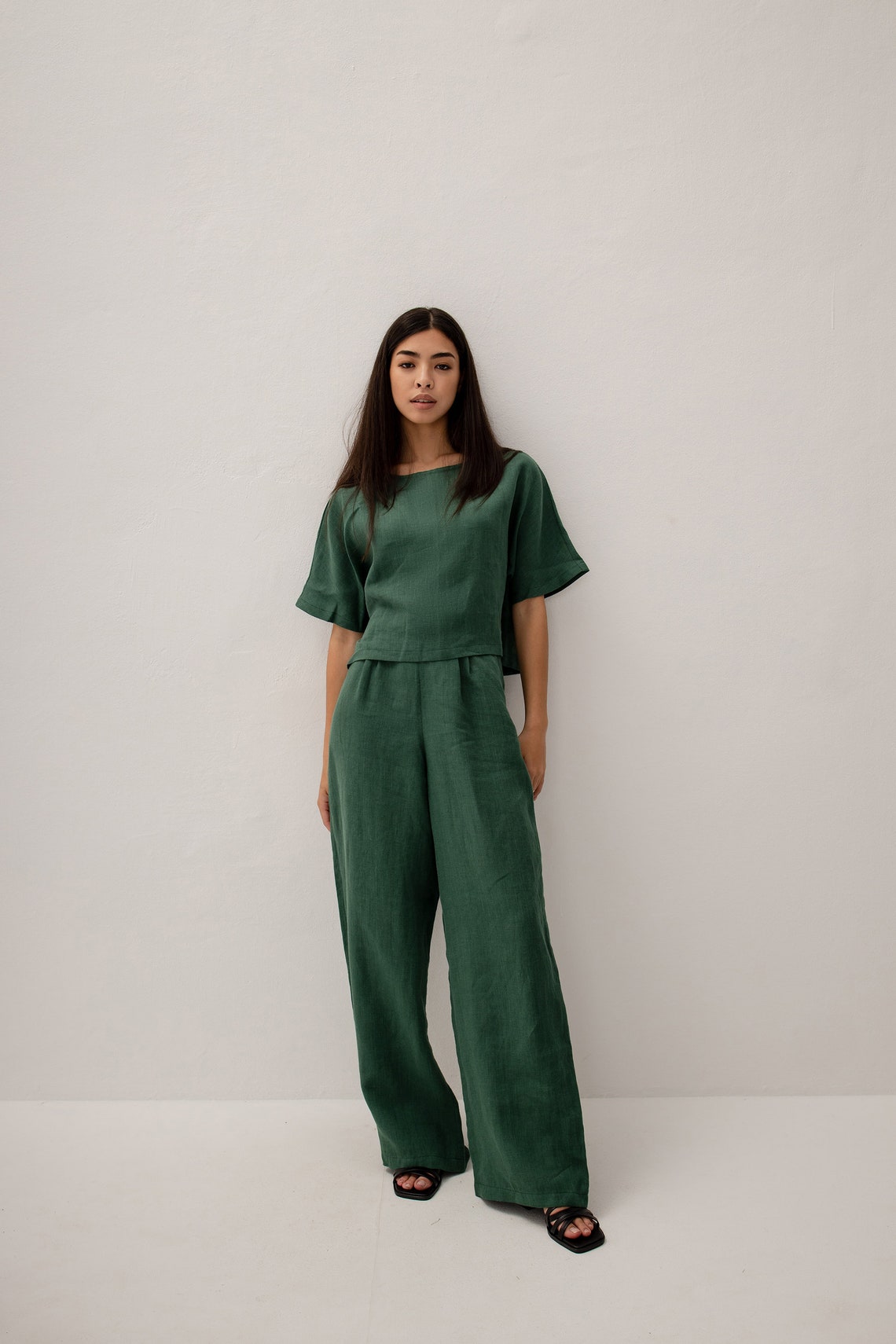 light green linen pants