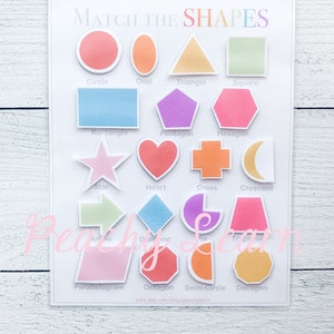 Shape Matching, Memory Game, Learning, Preschool, Homeschool, Educational, Teach Kids, Shape Words Match Shadow