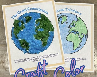 The Great Commission Craft, Marea Trimitere, Painting Gluing Coloring Activity, Kids Sunday School (Digital File) Romanian & English or both