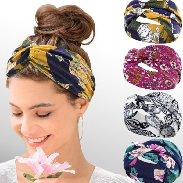 Fascia per capelli da donna ampia da spiaggia, turbante, fascia casual, tessuto morbido e elastico