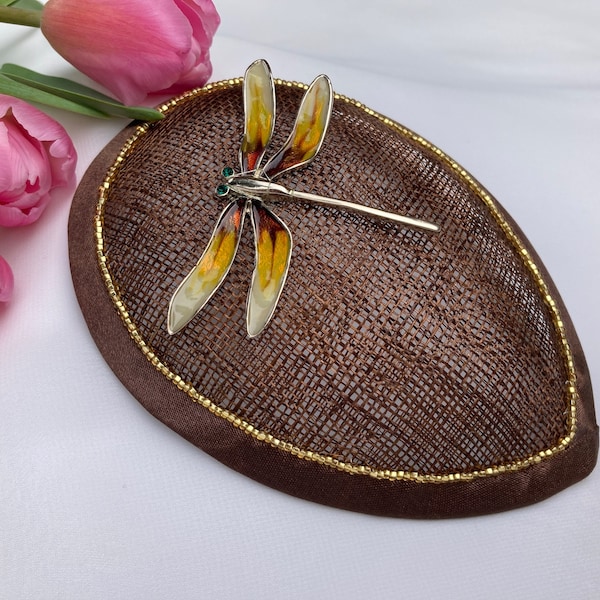 Woman's Dragonfly Kippah - Dragon Fly Fascinator - Brown - Bug Head Covering - Insect She•ppah - Sheppah