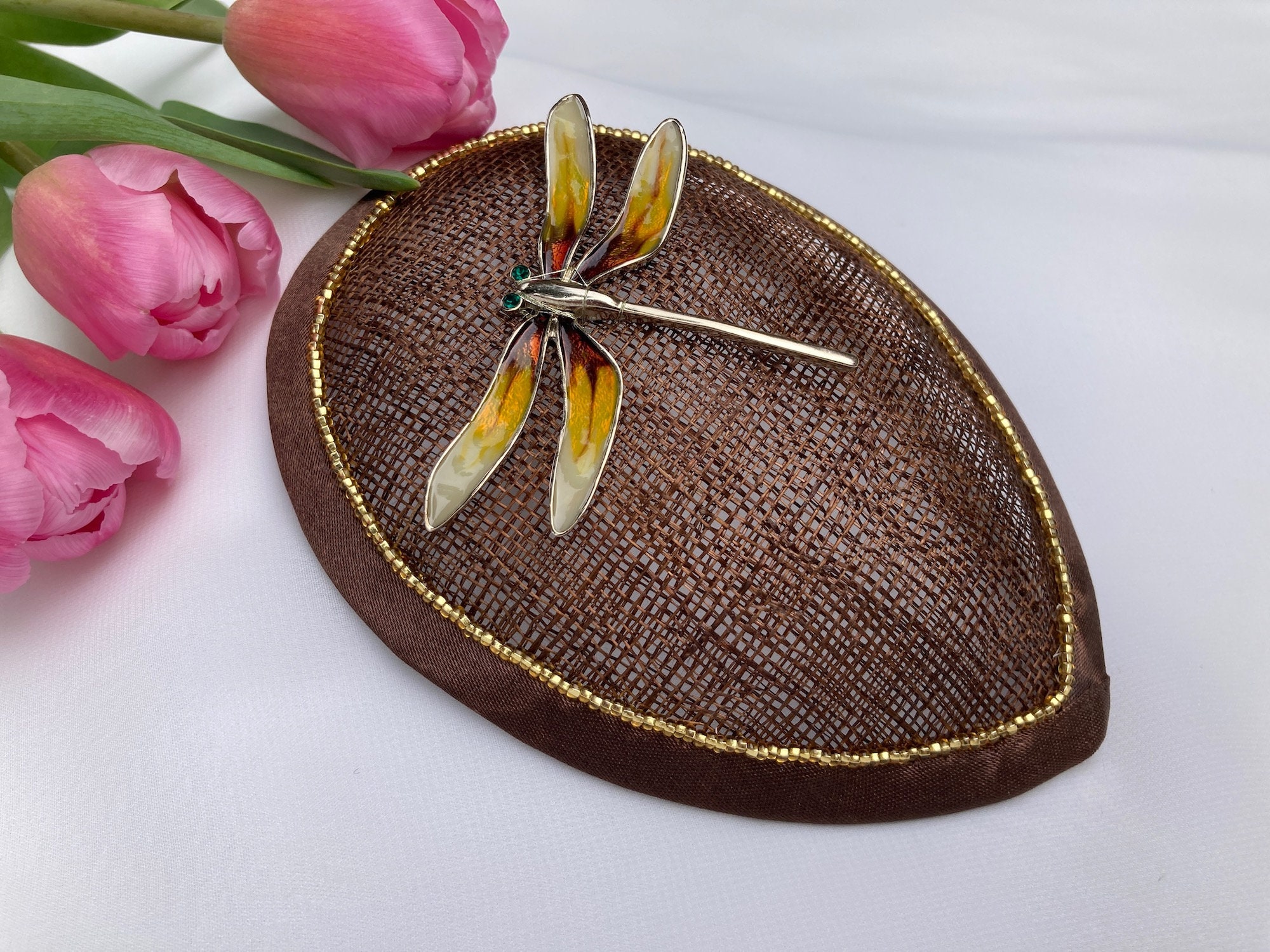 Woman's Dragonfly Kippah - Dragon Fly Fascinator - Brown - Bug Head ...