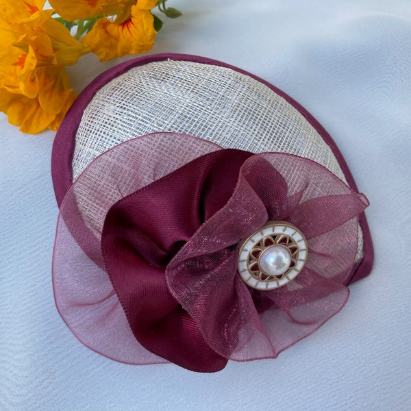 Woman's Kippah - Fascinator - Maroon, Burgundy, Wine, Ivory, Cream - Yarmulke - Head Covering - She•ppah - Sheppah