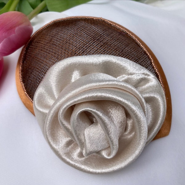 Woman's Kippah - Fascinator - Brown, Ivory, Cream - Rose, Rosette - Head Covering - She•ppah - Sheppah