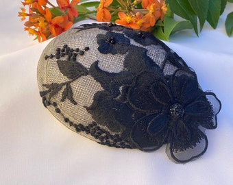 Woman's Lacey Kippah - Fascinator - Gray, Black - Yarmulke for Women - Head Covering - She•ppah - Sheppah