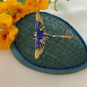 Woman's Dragonfly Kippah - Fascinator - Green, Blue - Bug, Insect - Yarmulke for Women - Head Covering - She•ppah - Sheppah