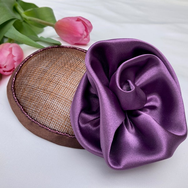 Woman's Kippah - Fascinator - Purple, Brown - Rosette - Head Covering - She•ppah - Sheppah