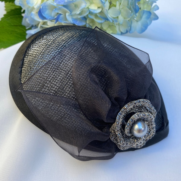 Woman's Kippah - Fascinator - Black - Funeral, Evening, Elegant - Head Covering - She•ppah - Sheppah