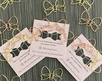 Dainty Bow wire Paperclips, Set of 2, Paper Pretties, Accessory, Year Round Exquisite Giftables, Sparkle and Shine