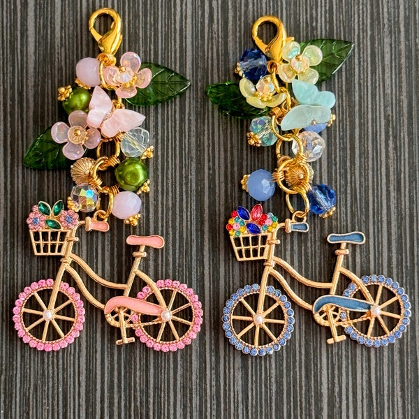Large Elegant Bicycle Dangler, Clasped Charm, Clasped Accessory, Sparkle and Shine, Planner Pretty