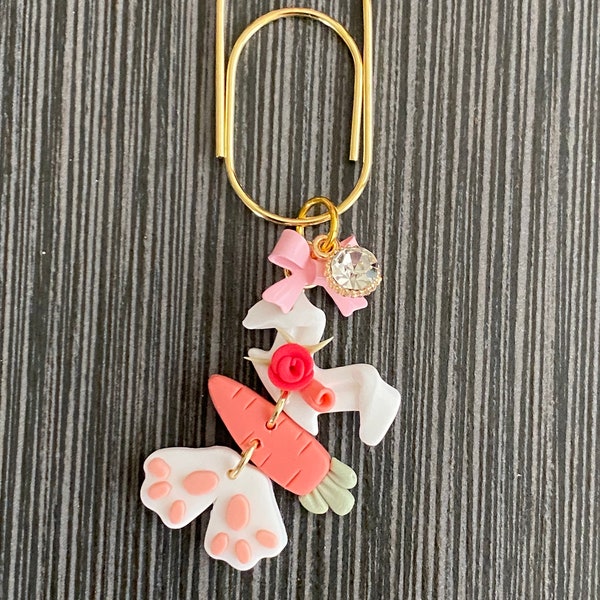 Spring Bunny Dangle Charm Paperclip, Paperclip Charm, Paperclip Accessories, Sparkle and Shine, Planner Pretty