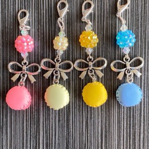 Macaron Dangle Charm, Planner Charm, Silvertone, Clasped Charm, Accessory
