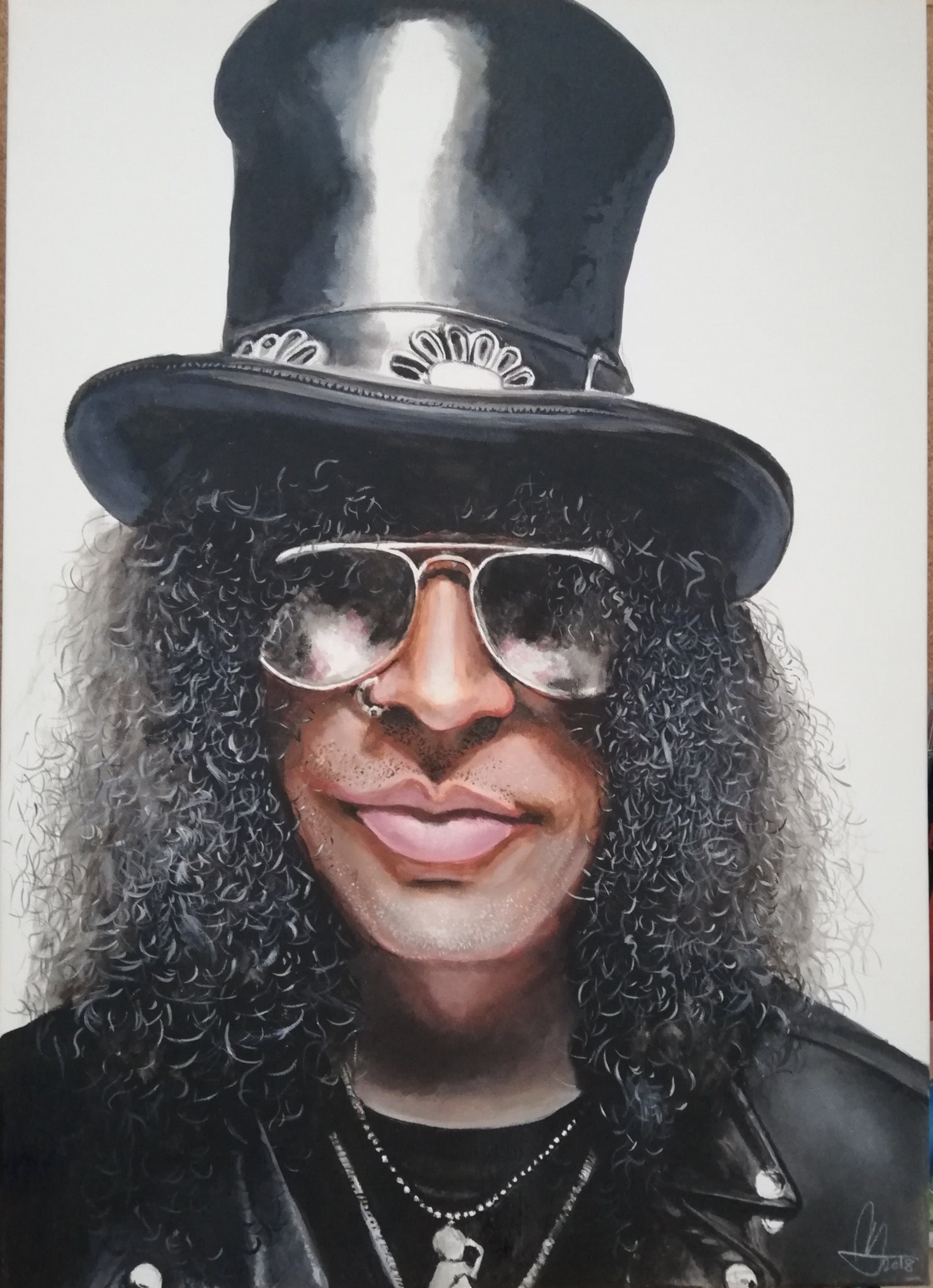 Realistic Slash Portrait / Iconic Rockstar Painting/ Cool Etsy