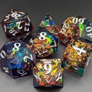 Forme polymorphe - Dés tranchants - Ensemble de dés D&D - Ensemble de dés polyédriques - Dés D&D - Dés TTRPG - Donjons et Dragons
