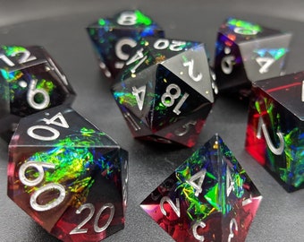 Prismatic Spray - Sharp Edge Dice -  DnD Dice Set - Polyhedral Dice Set - D&D Dice - TTRPG Dice - Dungeons and Dragons