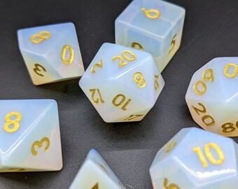 Gemstone Dice Synthetic Opal - Polyhedral Dice -  D&D Dice - TTRPG Dice