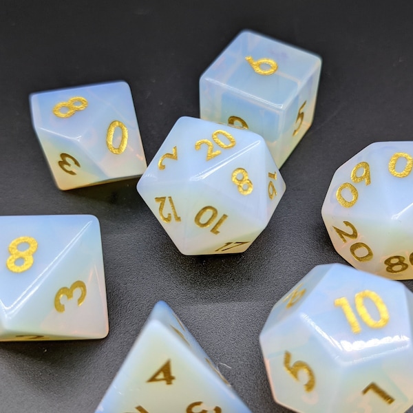 Gemstone Dice Synthetic Opal - Polyhedral Dice -  D&D Dice - TTRPG Dice