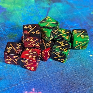 10 Counter Dice für Magic the Gathering - Würfel -1/-1-Zähler, +1/+1-Zähler