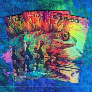 Jetons en aluminium grenouille lézard - procurations magiques - procuration artistique complète - lot de 3 cartes