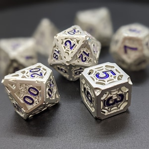 Drow Webs - Hollow Metal Dice! - Metal Polyhedral Dice -  D&D Dice - TTRPG Dice