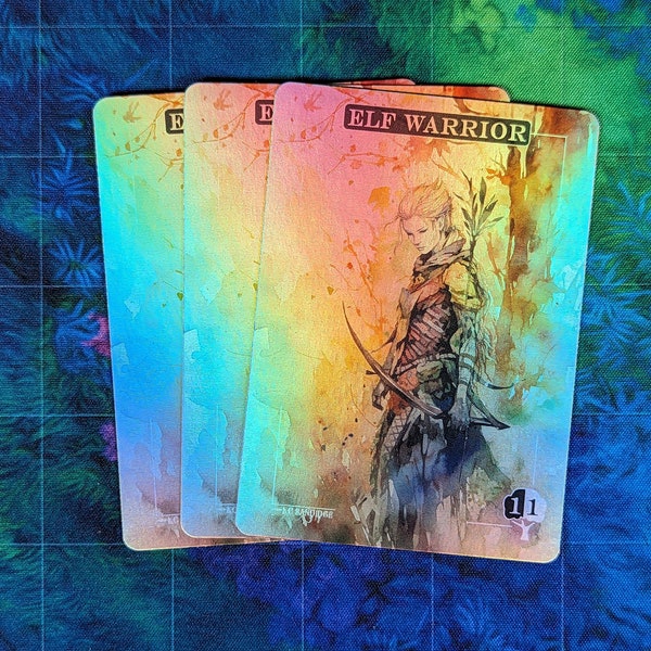 Elf Warrior Foil Tokens - Magic Proxies - Full Art Proxy - 3 Card Pack