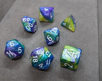 Blue and Purple Stained Glass Dice -  DnD Dice Set - Polyhedral Dice Set - D&D Dice - TTRPG Dice - Dungeons and Dragons