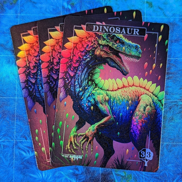 Dinosaur Foil Tokens - Magic Proxies - Full Art Proxy - 3 Card Pack