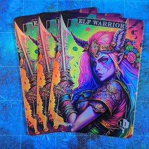 Elf Warrior Foil Tokens - Magic Proxies - Full Art Proxy - 3 Card Pack