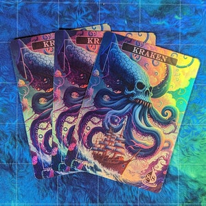 Fichas de lámina de Kraken - Proxies mágicos - Proxy de arte completo - Paquete de 3 cartas