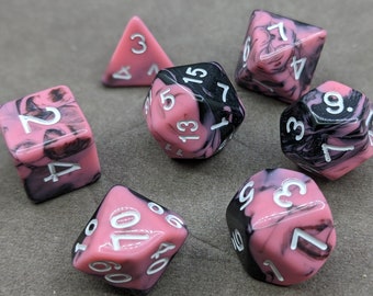 Pink and Black Phantasmic Swirl -  DnD Dice Set - Polyhedral Dice Set - D&D Dice - TTRPG Dice - Dungeons and Dragons