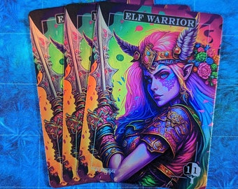 Elf Warrior Foil Tokens - Magic Proxies - Full Art Proxy - 3 Card Pack