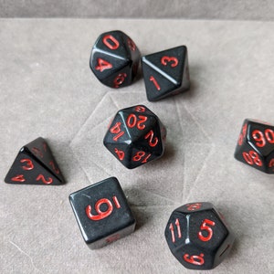 Neon Red and Black -  DnD Dice Set - Polyhedral Dice Set - D&D Dice - TTRPG Dice - Dungeons and Dragons