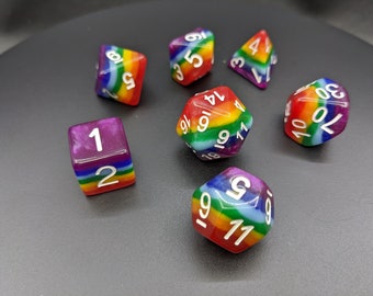 Rainbow Dice with Rainbow Dice/Gift Bag -  DnD Dice Set - Polyhedral Dice Set - D&D Dice - TTRPG Dice - Dungeons and Dragons