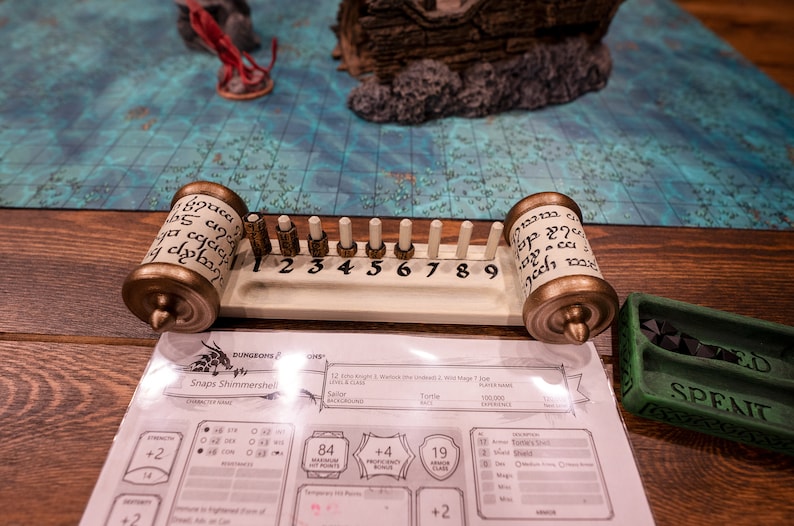 D&D Spell Slot Tracker Scroll Themed Dungeons and Dragons 5e/3.5/ADnD Accessory image 2