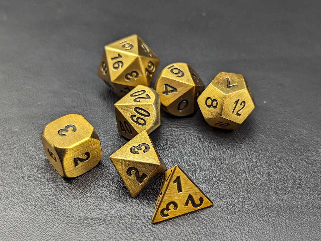 Antique Gold Metal Polyhedral Dice D&D Dice TTRPG Dice Metal Dice Etsy