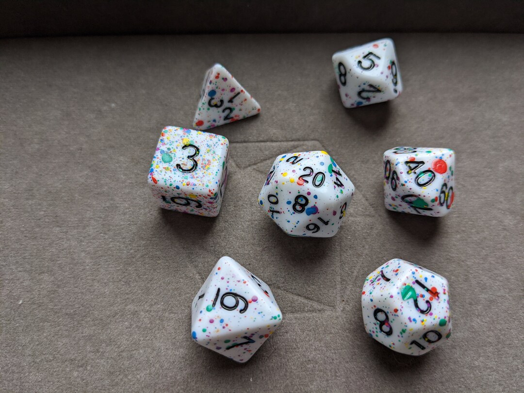 Splatter Paint Dice Dnd Dice Set Polyhedral Dice Set D&D Dice TTRPG