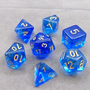 Water Elemental Acrylic -  DnD Dice Set - Polyhedral Dice Set - D&D Dice - TTRPG Dice - Dungeons and Dragons