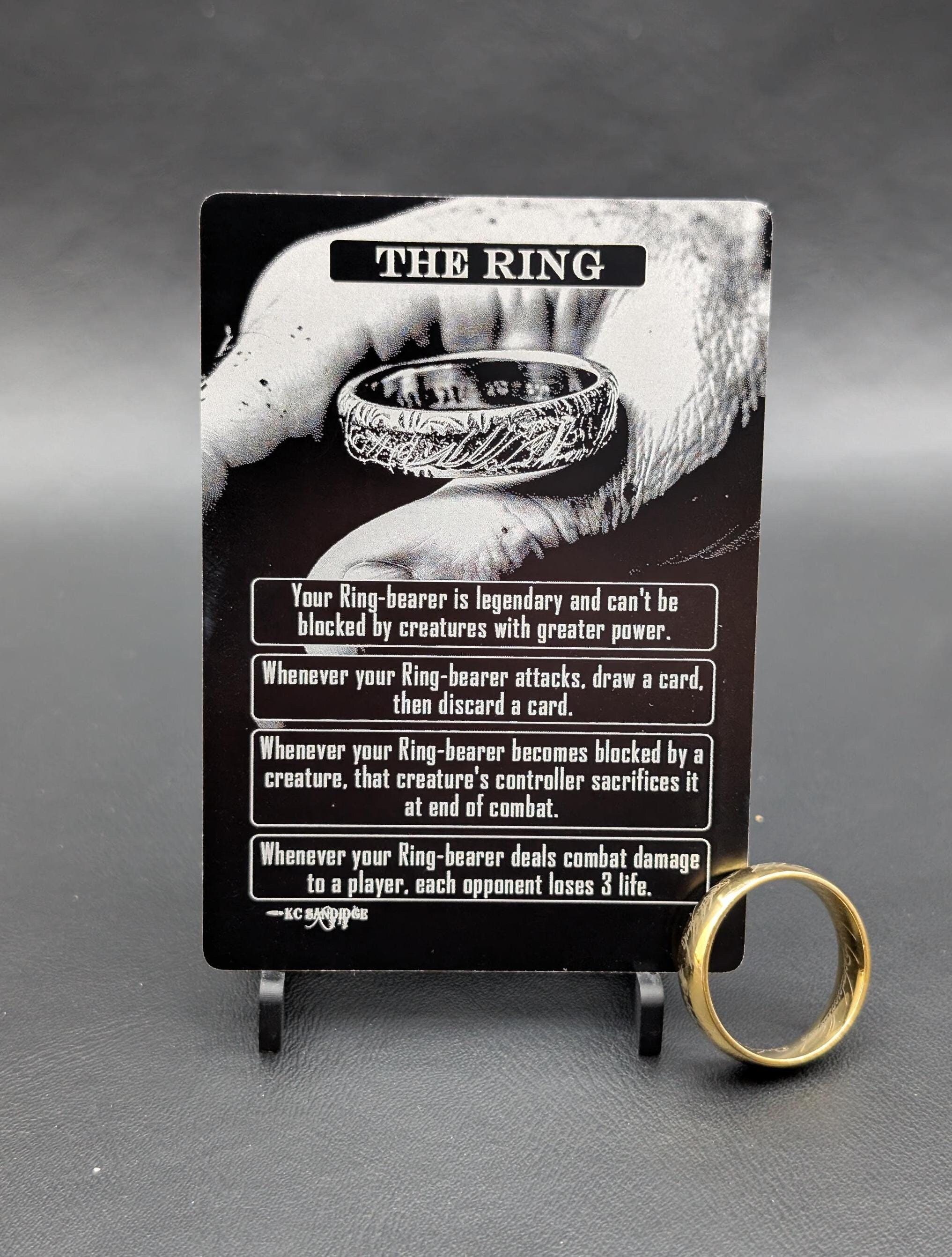 The Ring Token - Ringbearer Tracker - (Includes ring + engraved aluminum card) - Magic the Gathering