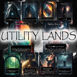 Foil/Holographic Utility Lands (10 Card Pack) - Magic Proxies - Space Themed - Full Art Proxies